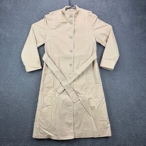 London Fog Vintage Tan Belted Trench Coat Petite‎ 4 Beige Classic Raincoat 8821